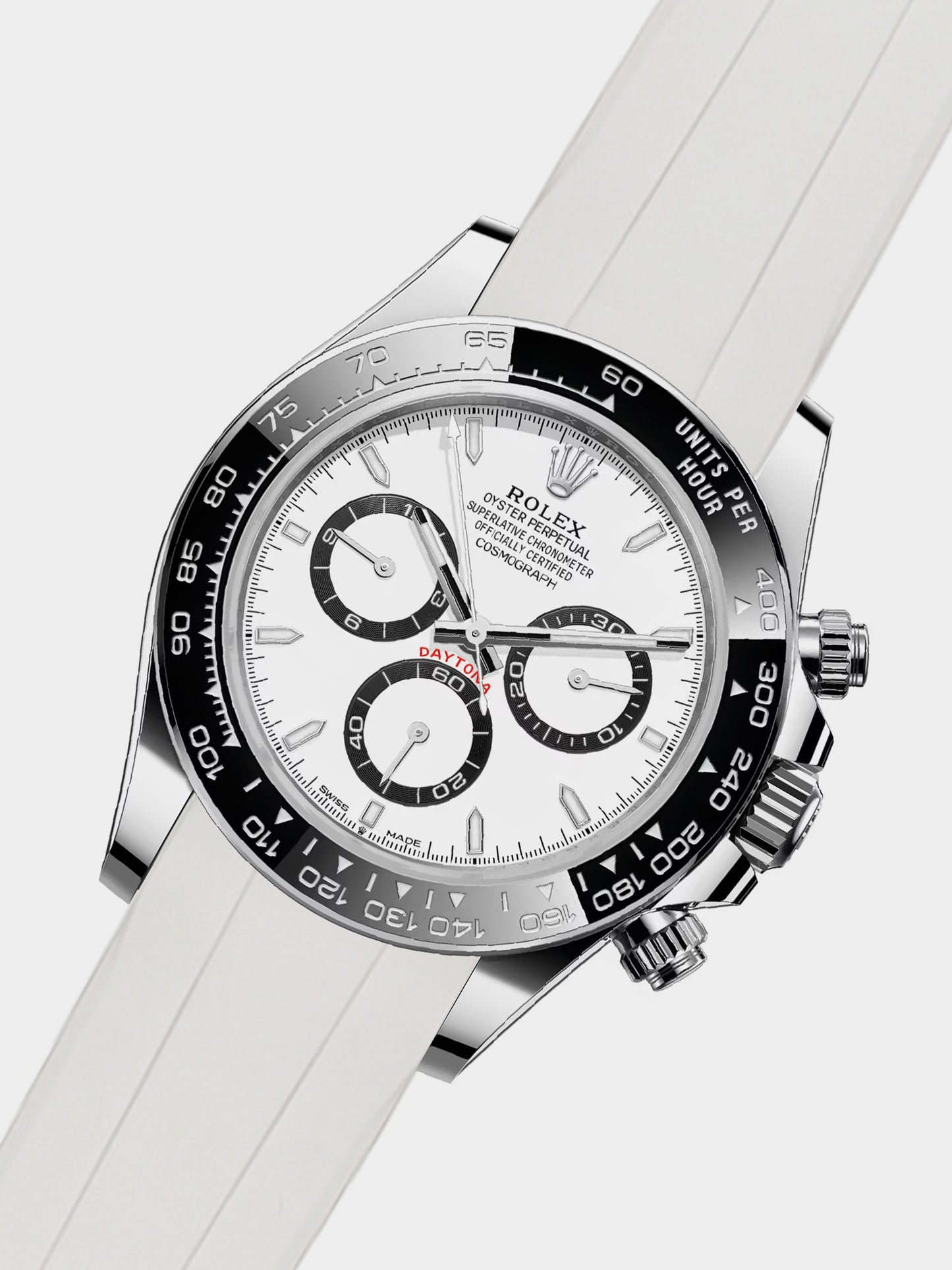 Luxury FKM Rubber Strap for Rolex Daytona - WHITE