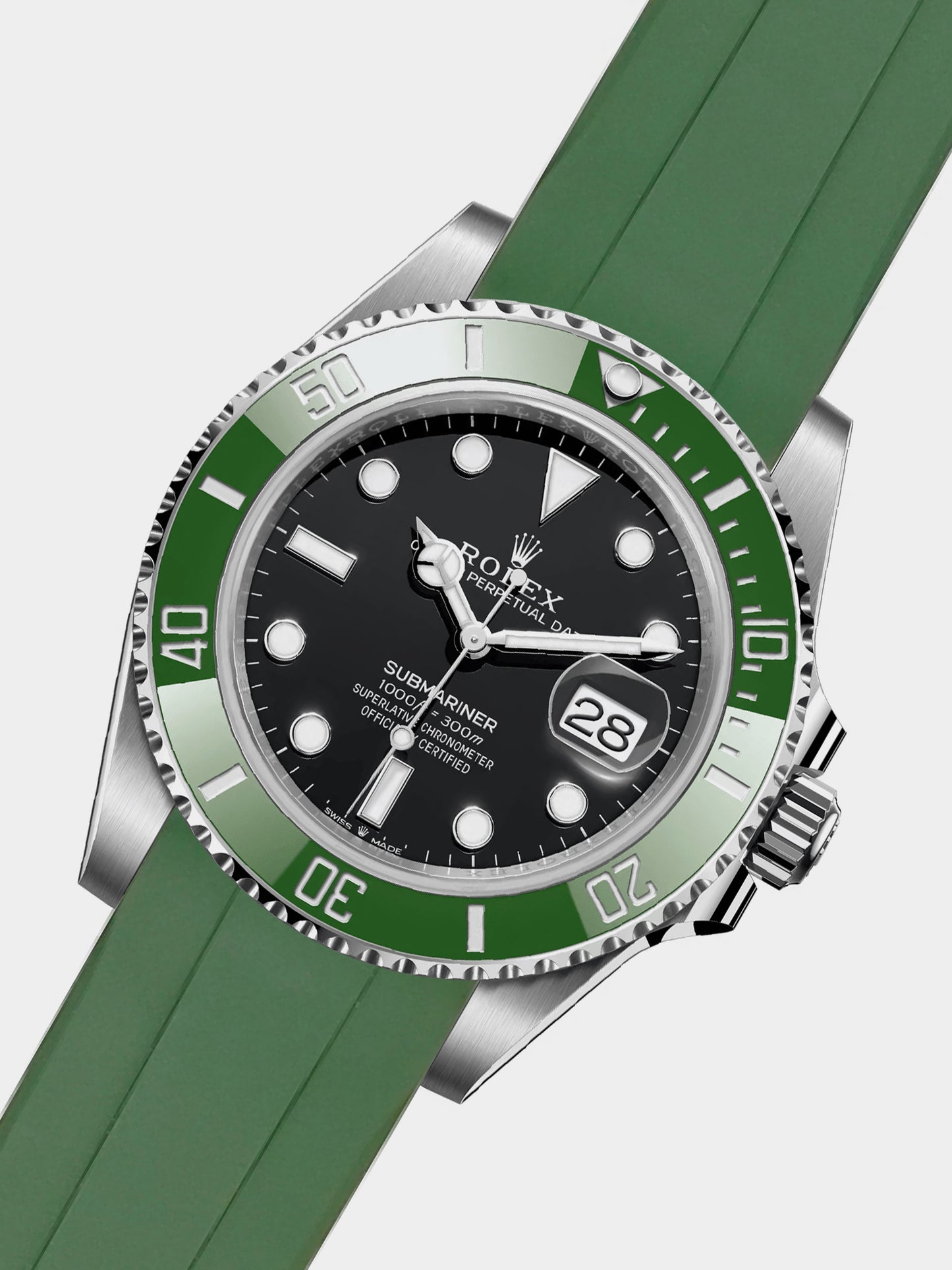 Luxury FKM Rubber Strap for Rolex Submariner 40mm - GREEN