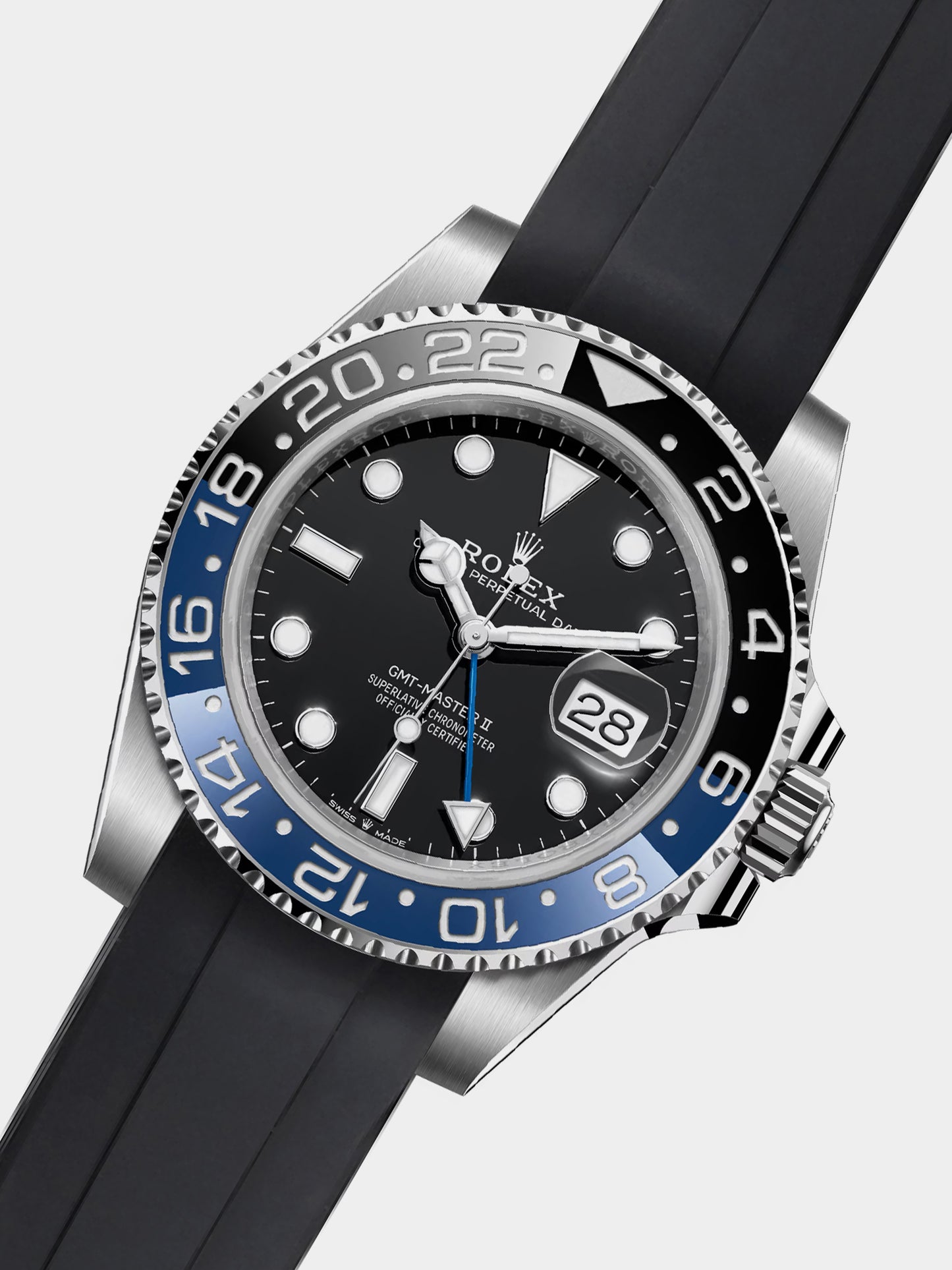 Luxury FKM Rubber Strap for Rolex GMT Master II - BLACK