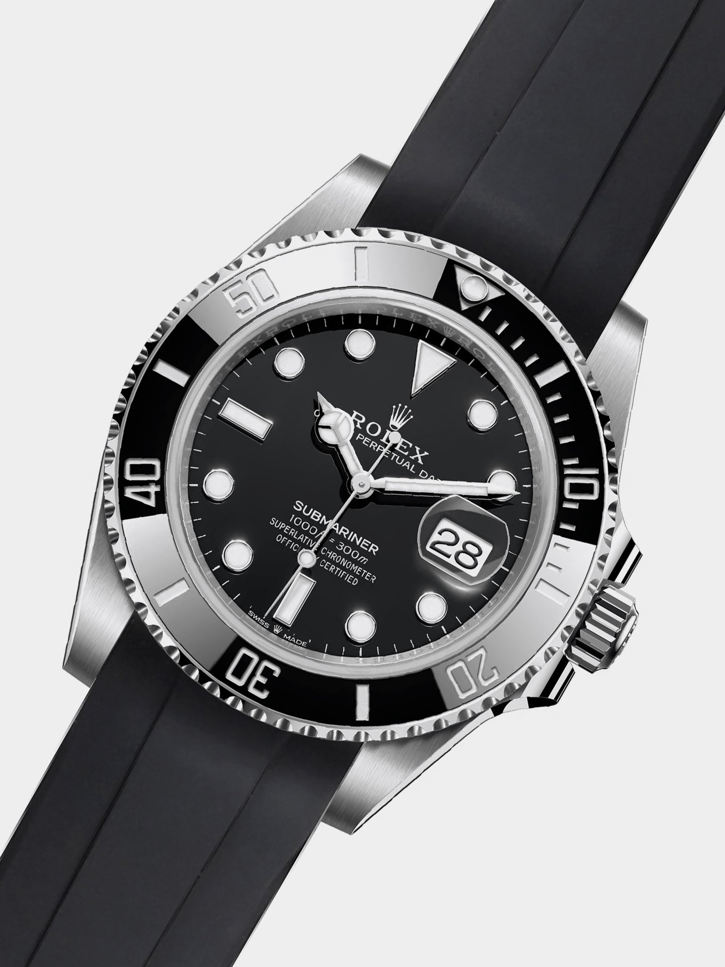 Luxury FKM Rubber Strap for Rolex Submariner 40mm - BLACK