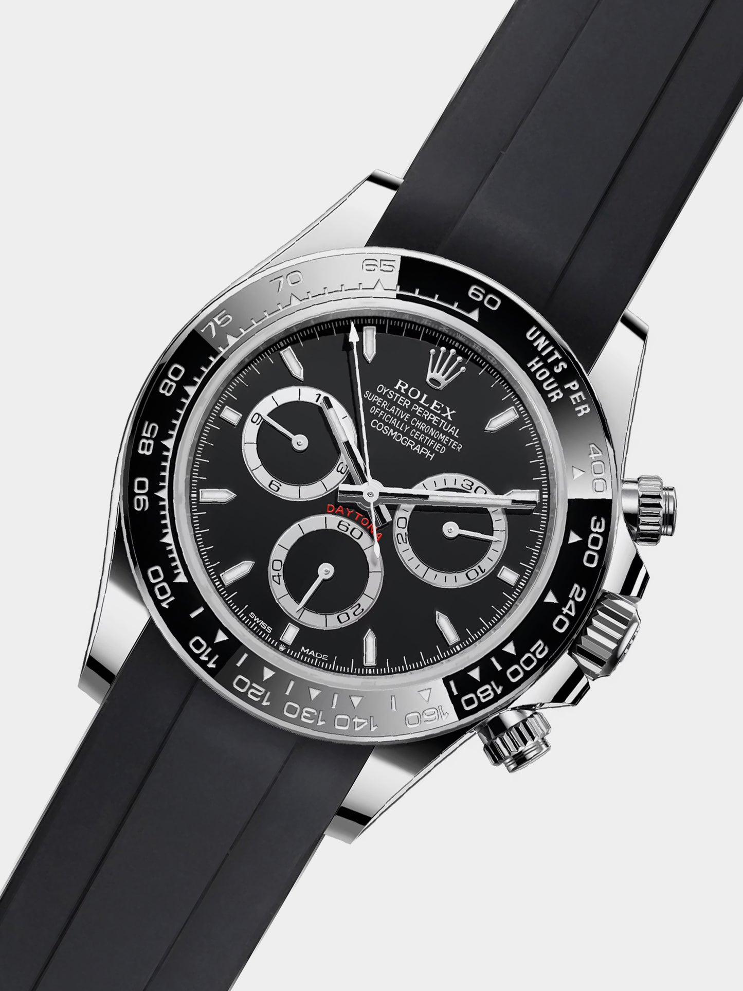Luxury FKM Rubber Strap for Rolex Daytona - BLACK