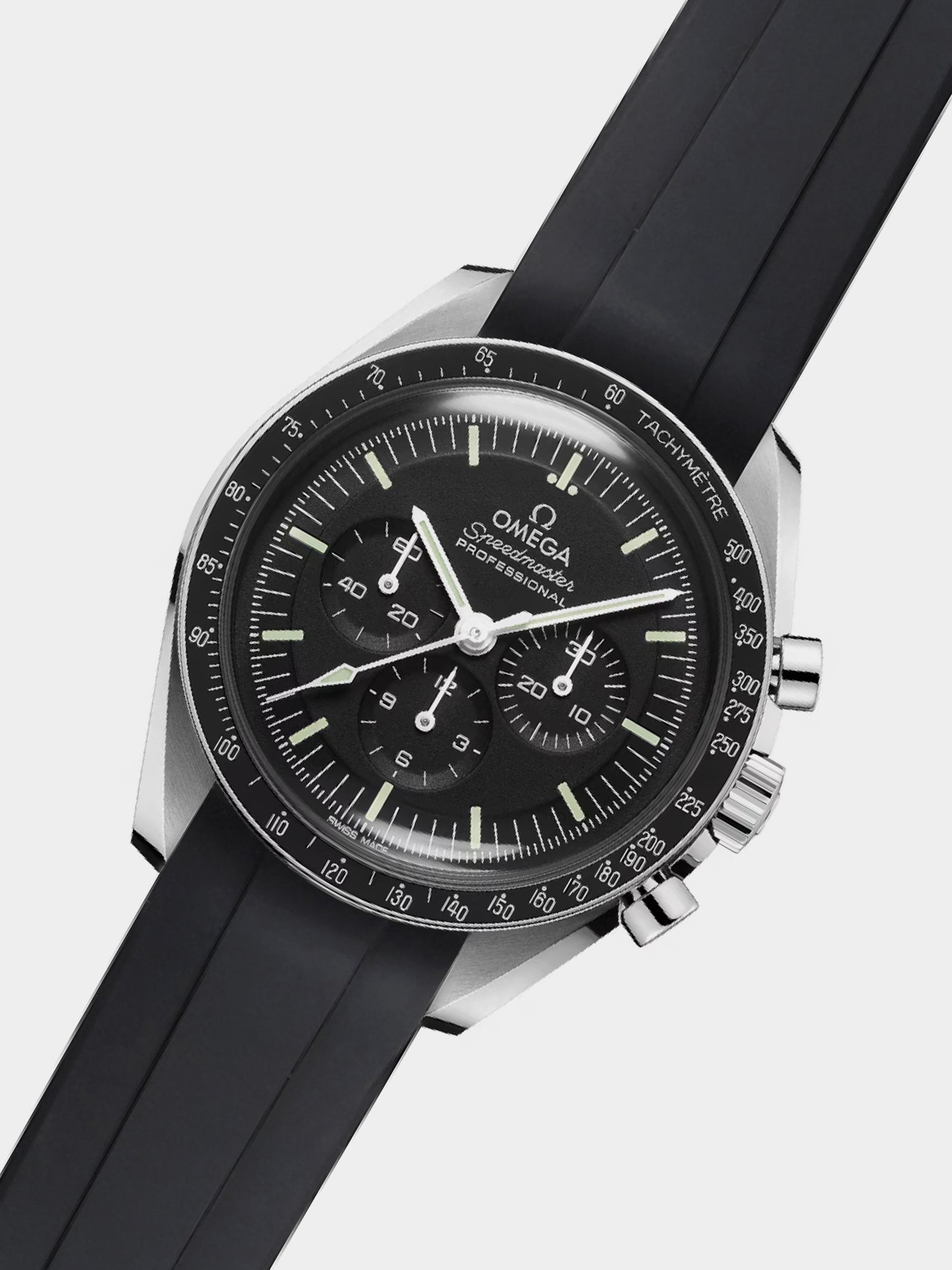 Luxury FKM Rubber Strap for Omega Speedmaster - BLACK