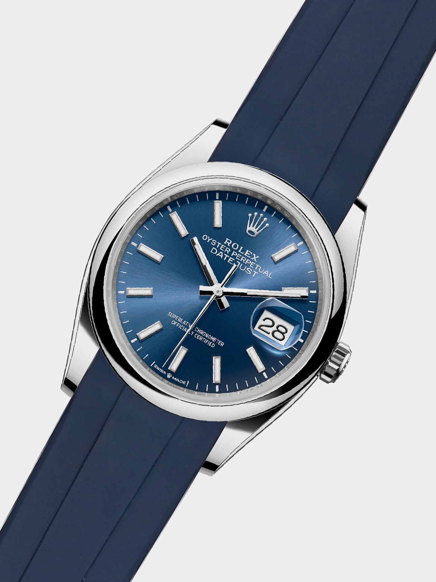 Luxury FKM Rubber Strap for Rolex Datejust 36 - BLUE