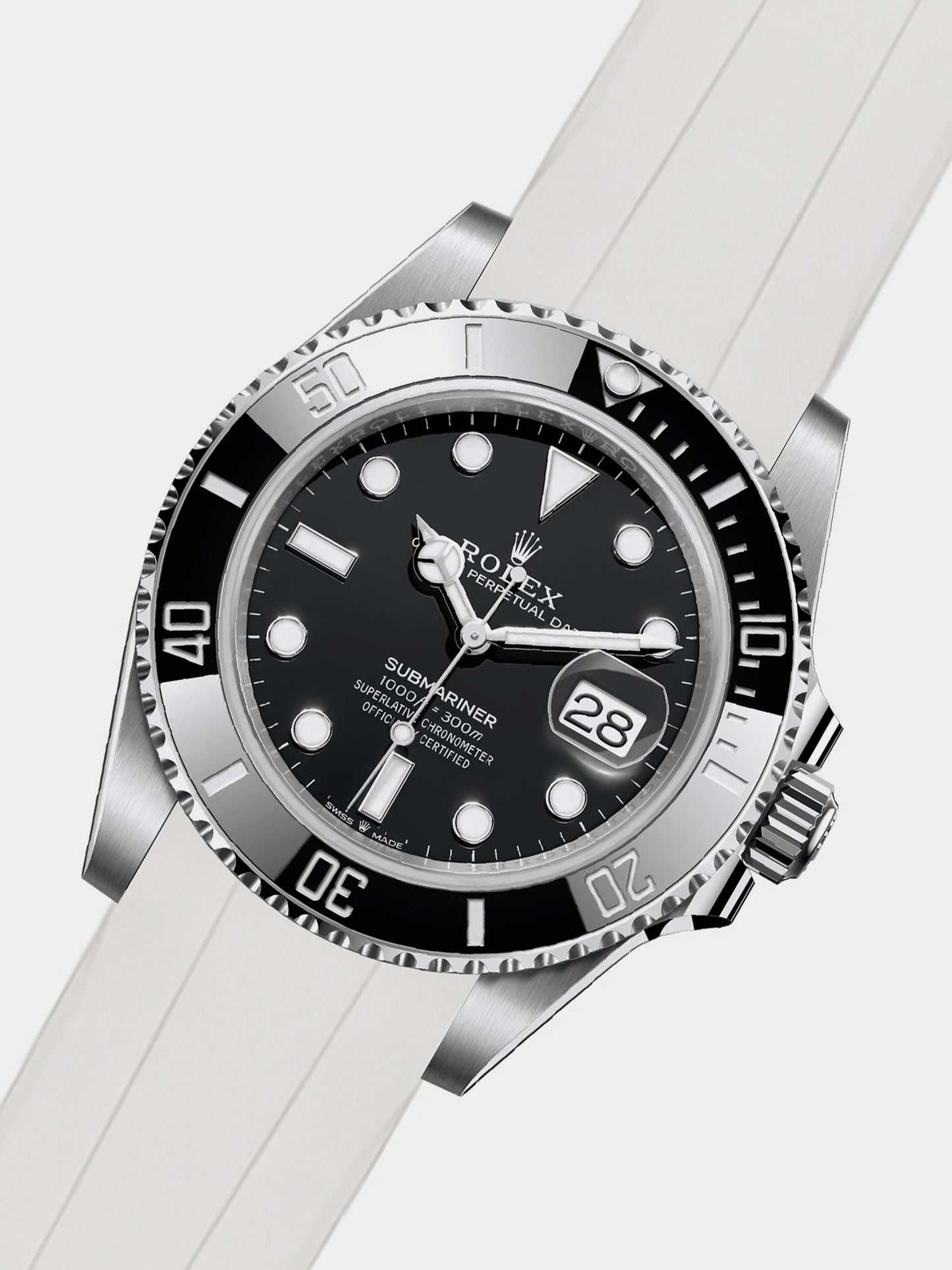 Luxury FKM Rubber Strap for Rolex Submariner 40mm - WHITE