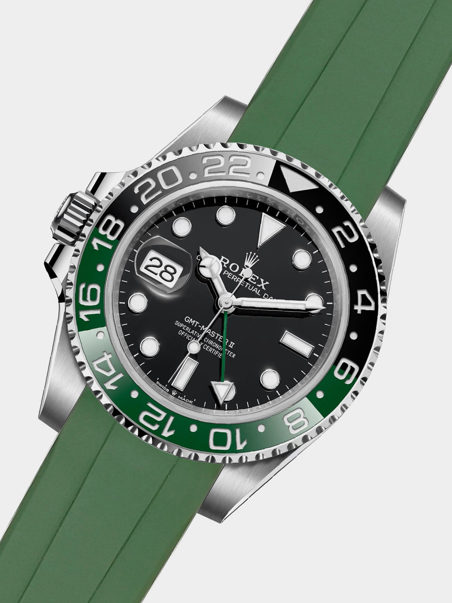 Luxury FKM Rubber Strap for Rolex GMT Master II - GREEN