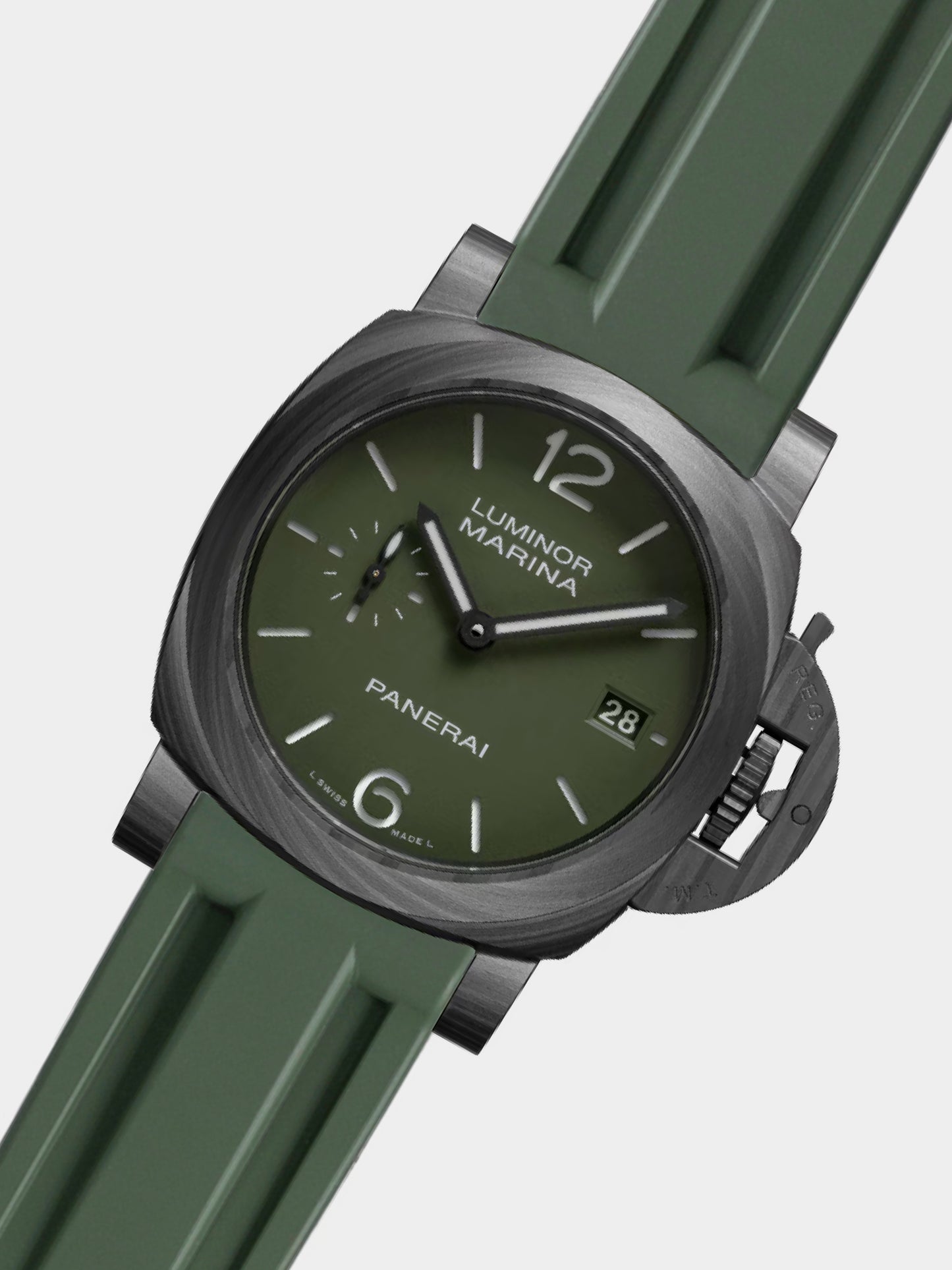 Luxury FKM Rubber Strap for Panerai Luminor & Submersible 40mm & 42mm - GREEN