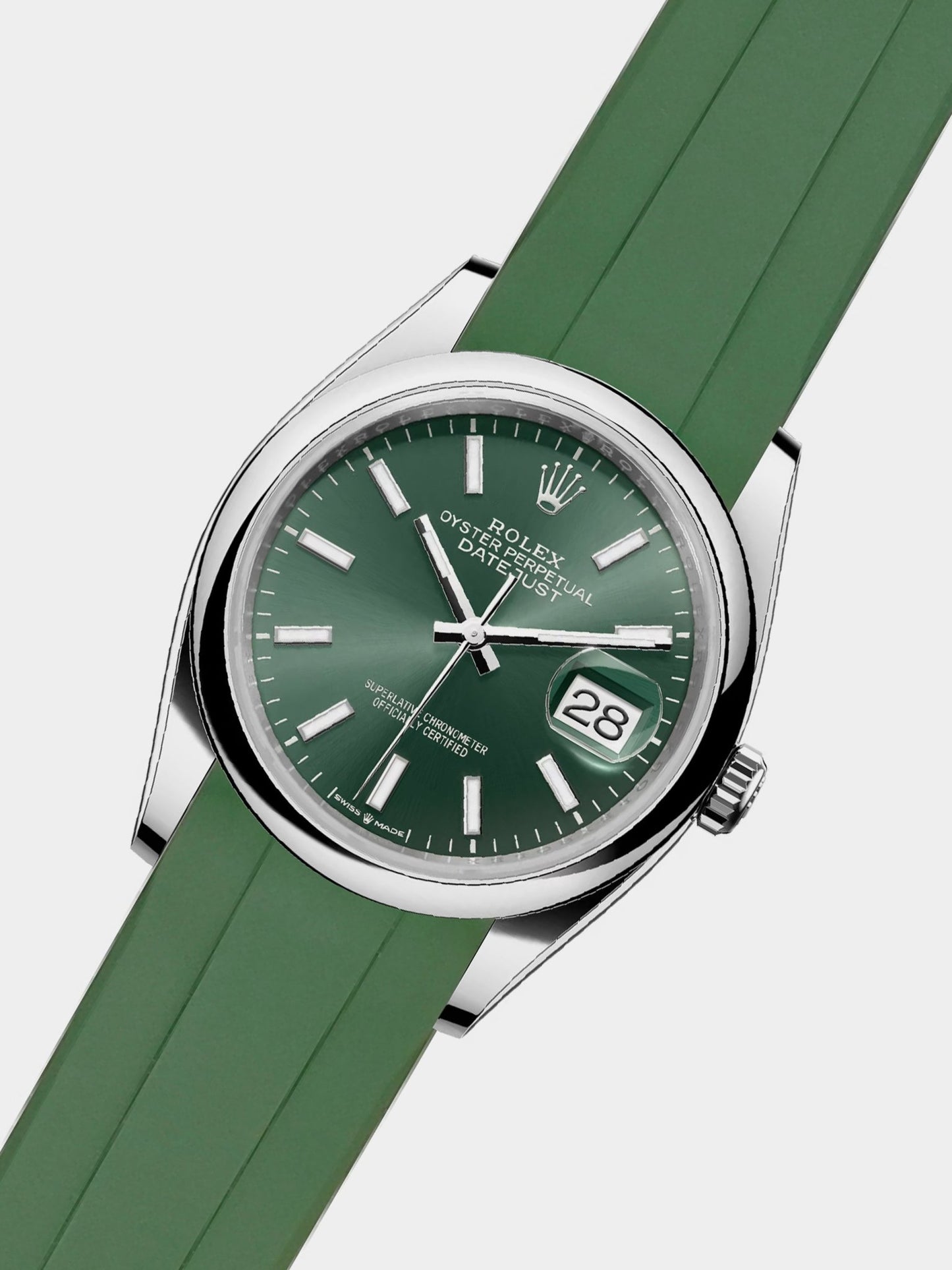 Luxury FKM Rubber Strap for Rolex Datejust 36 - GREEN - Zolo Straps