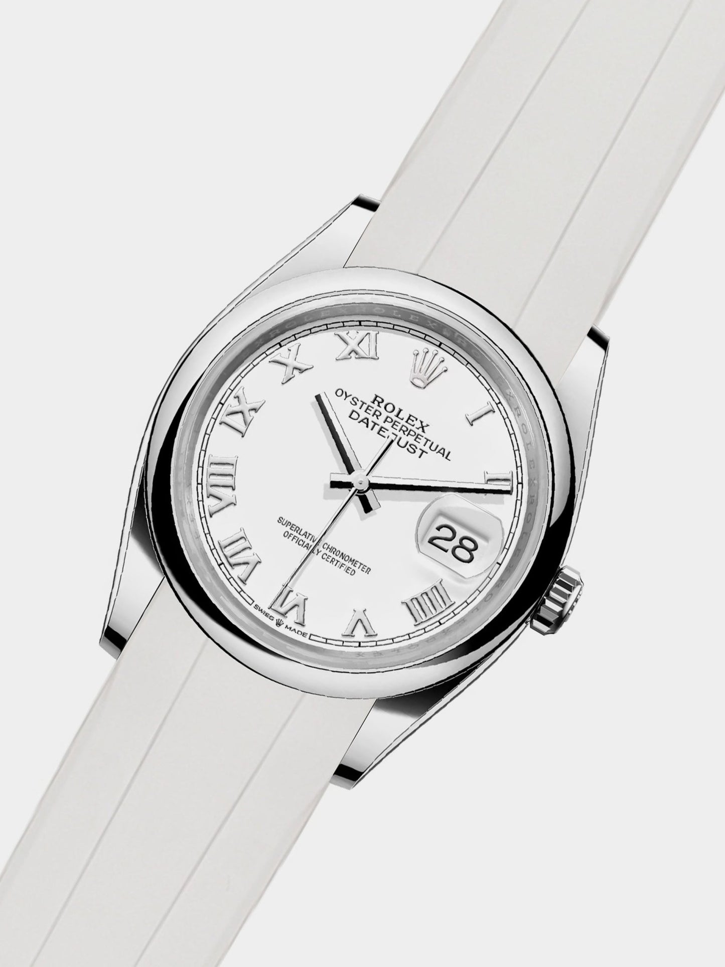 Luxury FKM Rubber Strap for Rolex Datejust 36 - WHITE - Zolo Straps