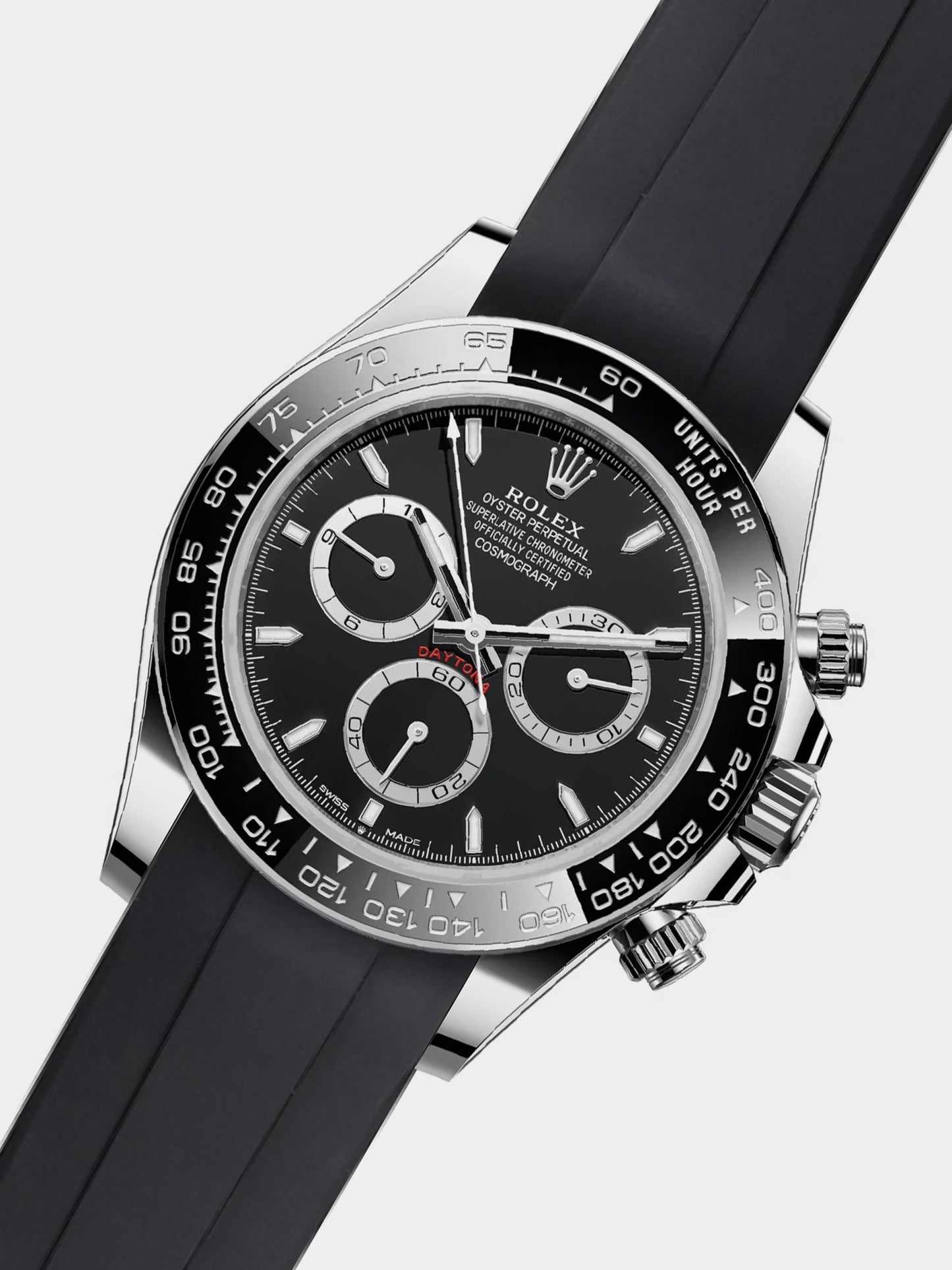 Luxury FKM Rubber Strap for Rolex Daytona - BLACK - Zolo Straps