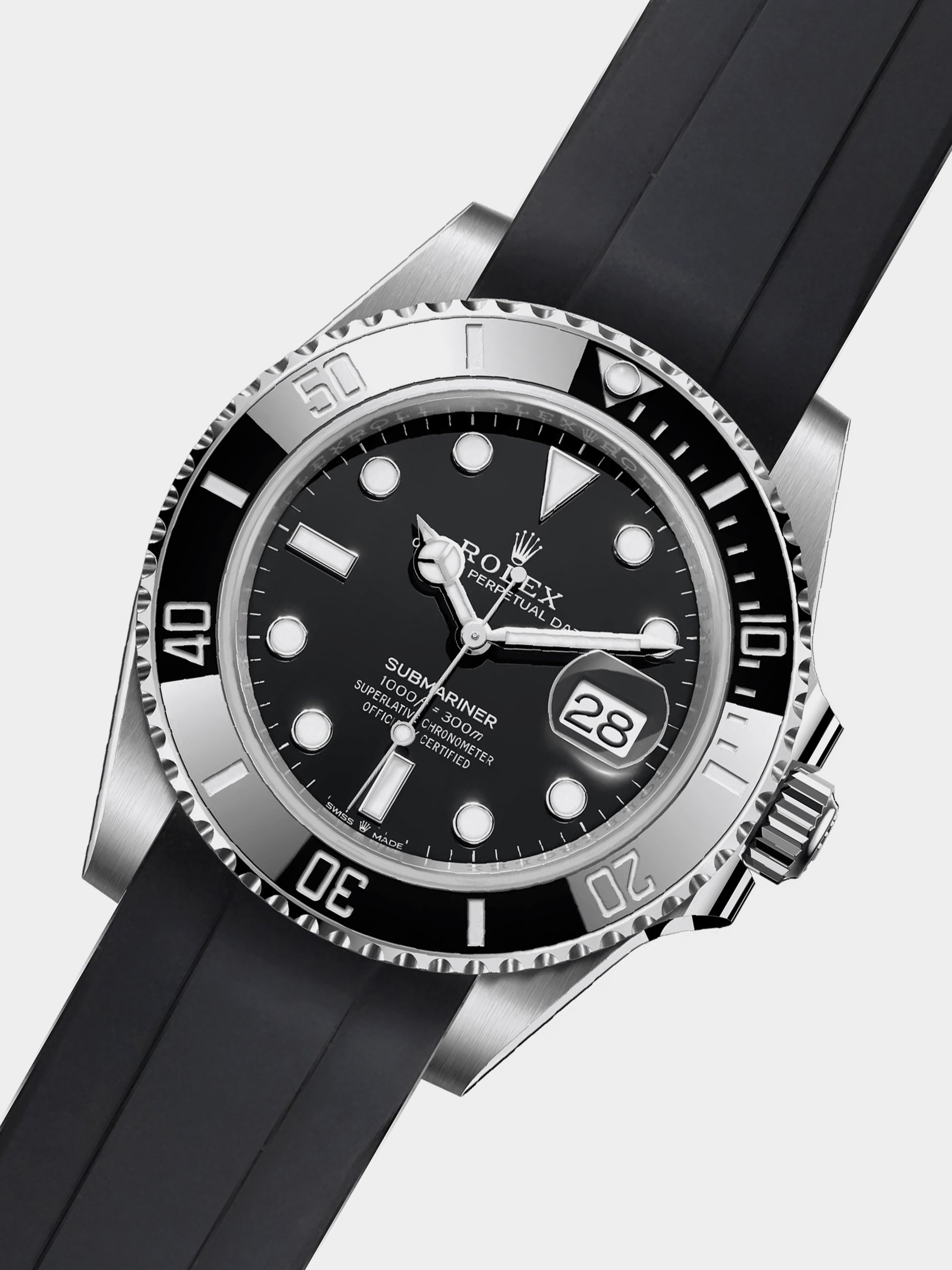 Luxury FKM Rubber Strap for Rolex Submariner 40mm BLACK