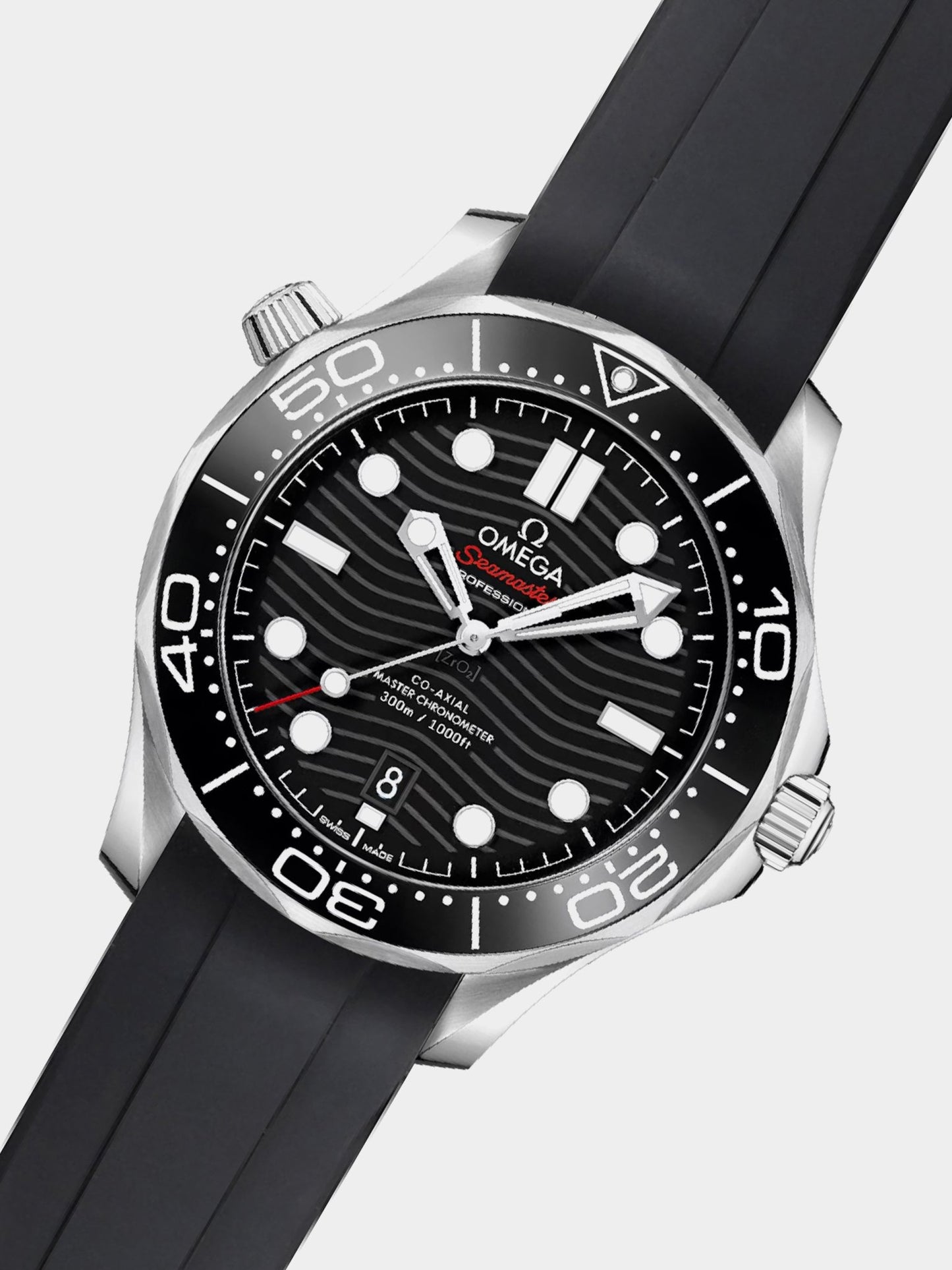 Luxury FKM Rubber Strap for Omega Seamaster - BLACK - Zolo Straps