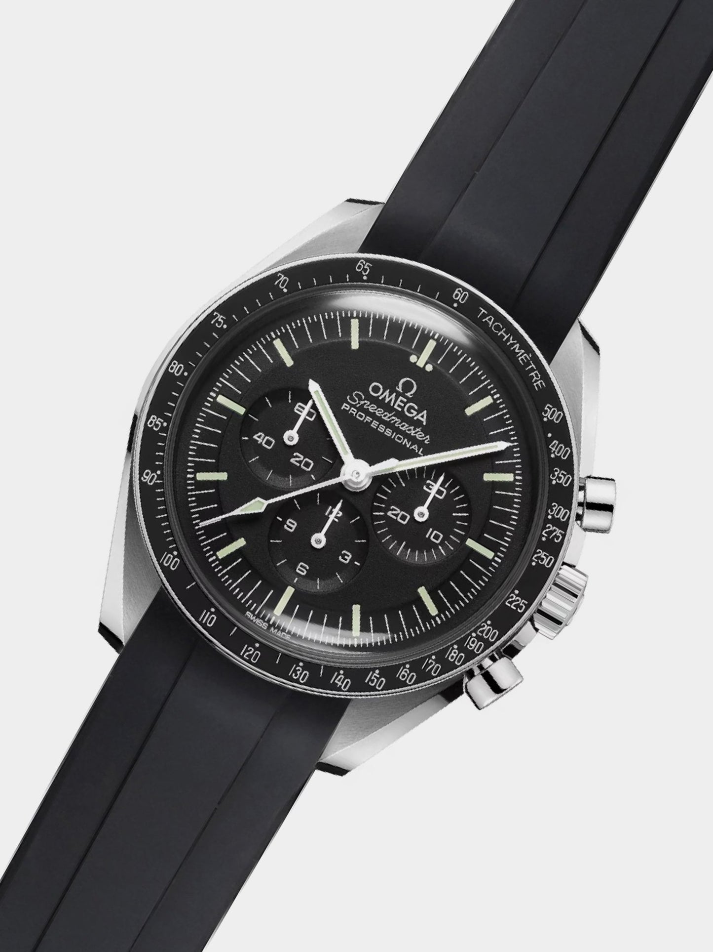 Luxury FKM Rubber Strap for Omega Speedmaster - BLACK - Zolo Straps