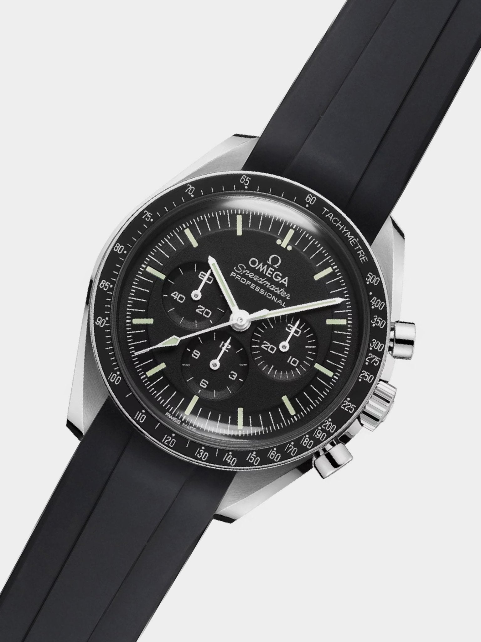 Luxury FKM Rubber Strap for Omega Speedmaster - BLACK - Zolo Straps