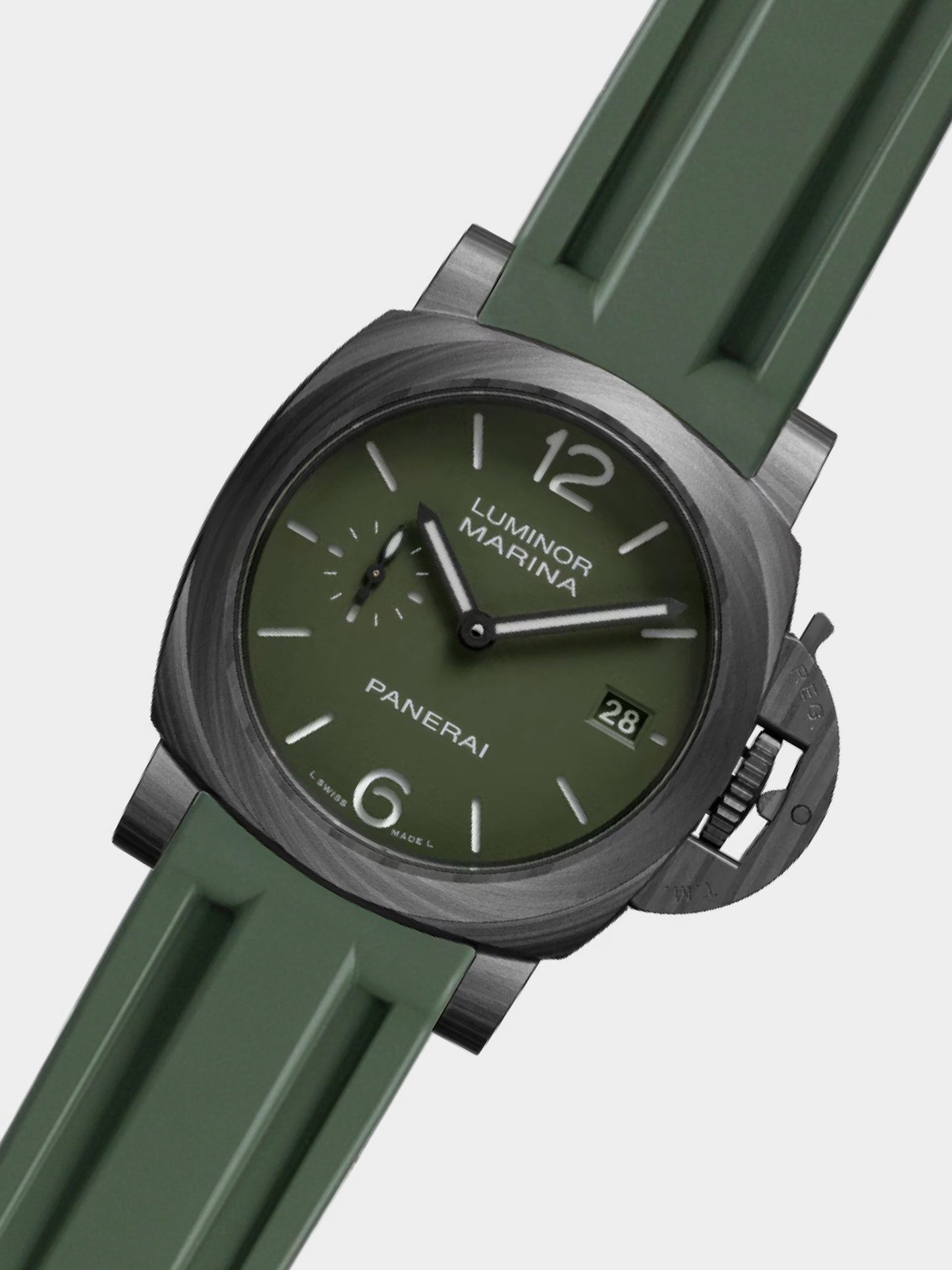 Luxury FKM Rubber Strap for Panerai Luminor & Submersible 40mm & 42mm - GREEN - Zolo Straps
