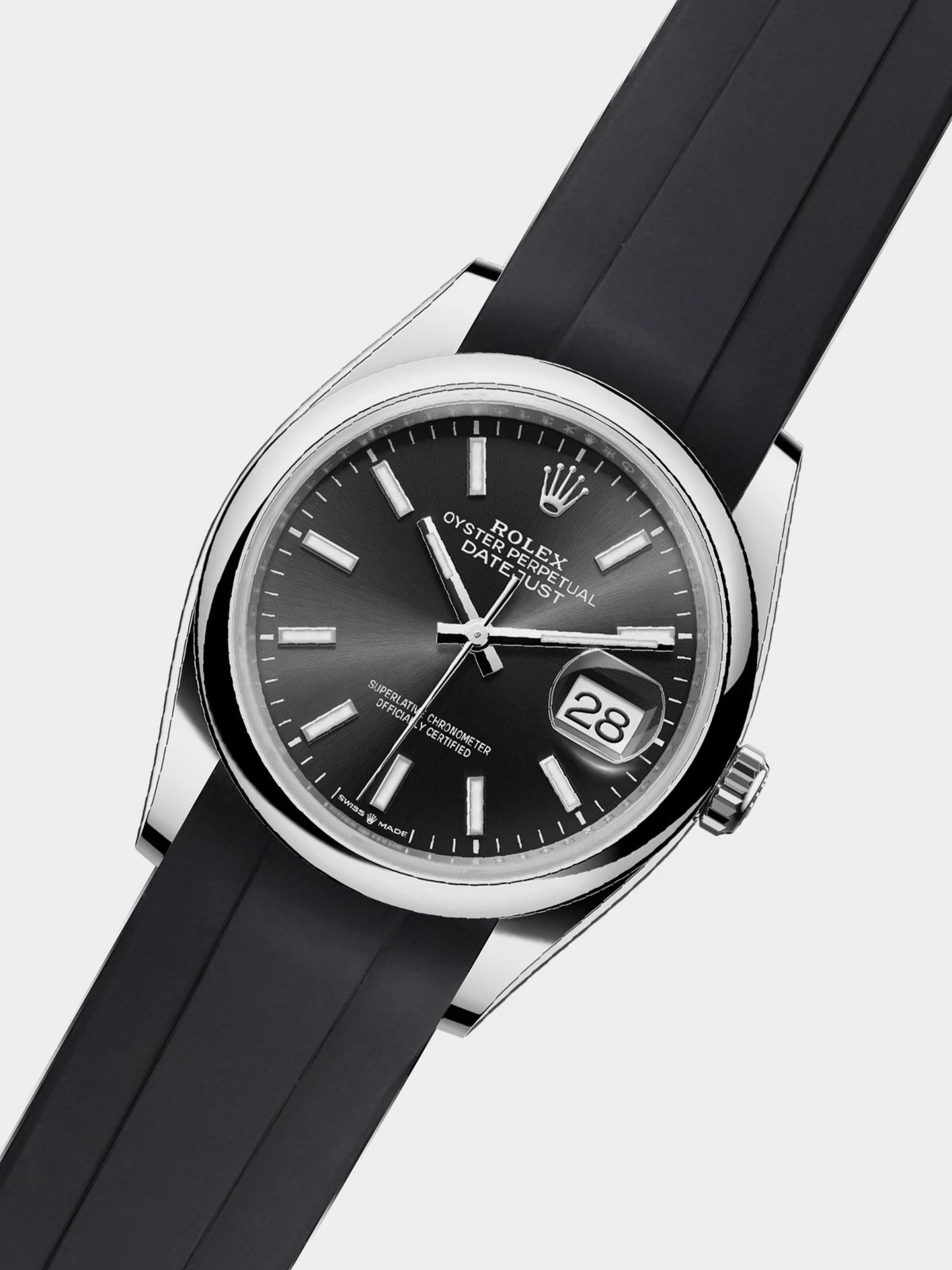 Luxury FKM Rubber Strap for Rolex Datejust 36 - BLACK - Zolo Straps