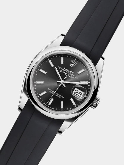 Luxury FKM Rubber Strap for Rolex Datejust 36 - BLACK - Zolo Straps