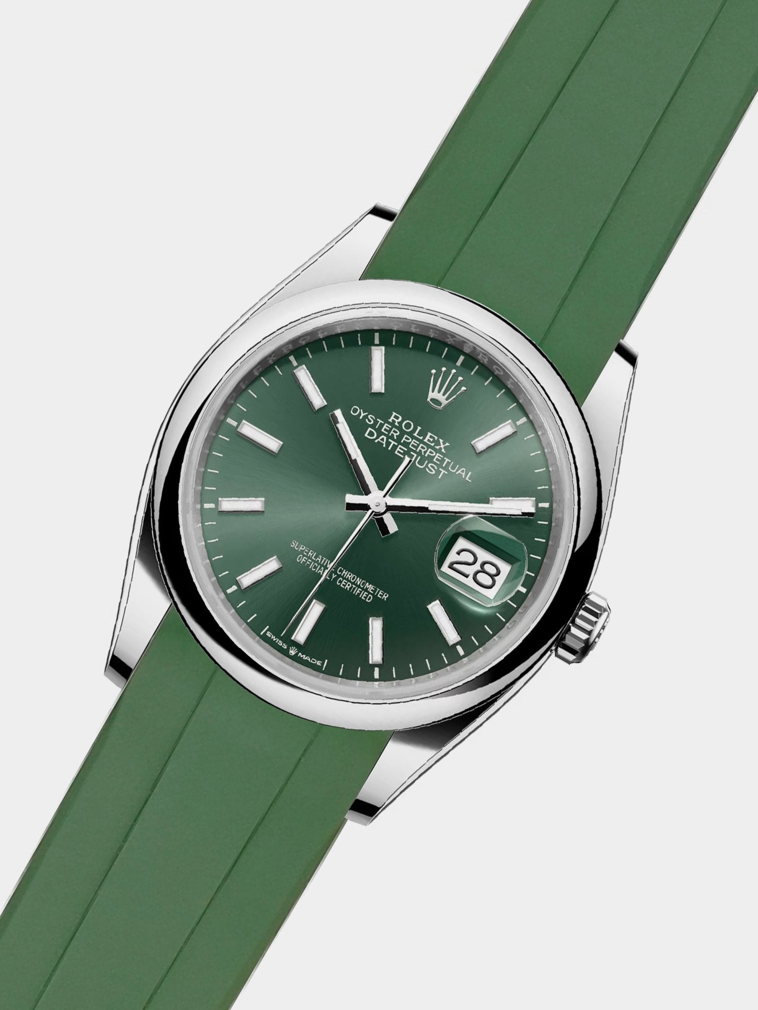 Luxury FKM Rubber Strap for Rolex Datejust 36 - GREEN - Zolo Straps