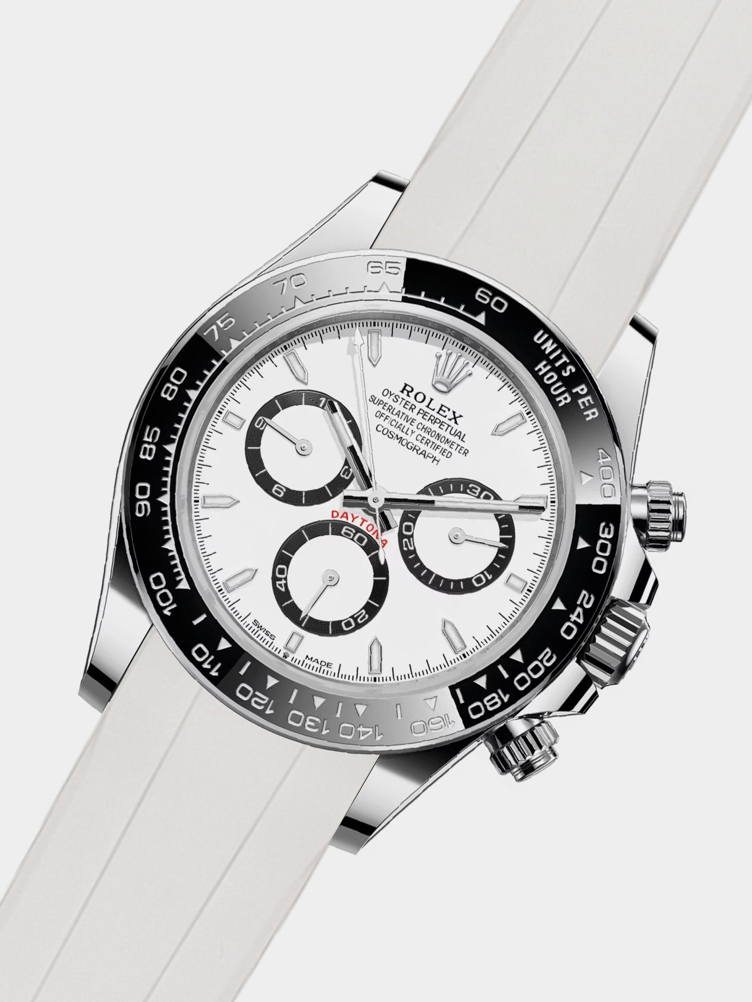 Luxury FKM Rubber Strap for Rolex Daytona - WHITE - Zolo Straps