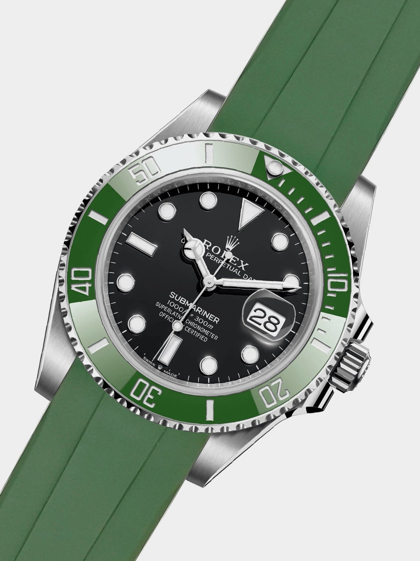 Luxury FKM Rubber Strap for Rolex Submariner 40mm - GREEN - Zolo Straps